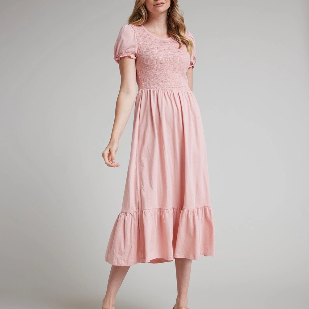 Downeast Pink Blaire Smocked Dress